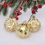 Новогодние шары 6 см (набор 3 шт) «Чудесные узоры», золото/белый