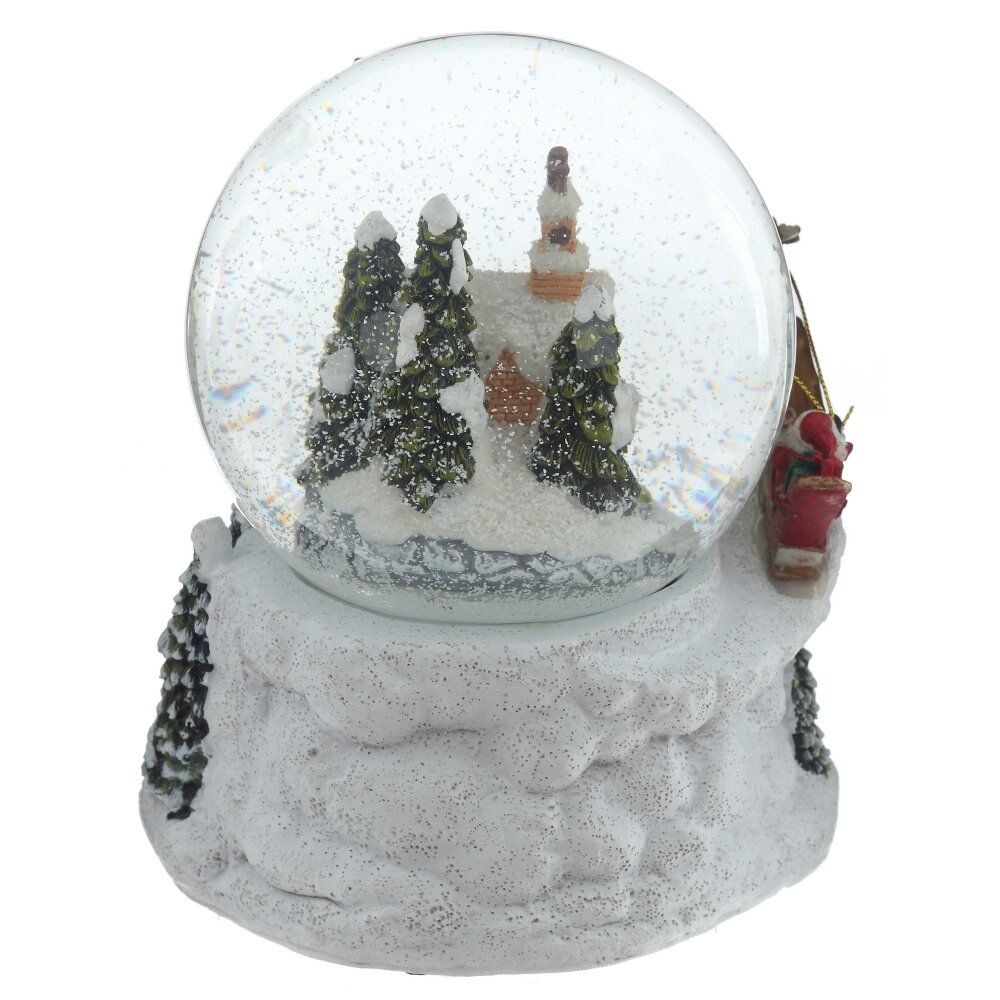 GAEM Фигурка декор в стекл шаре "Дом и Дед Мороз", (подсвет,муз, вьюга 3хАА н/п), D 11 см, L16 W16 H16 см