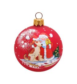 НФШ-1526/4 Ел.украшение Шар «Дед Мороз с собачкой» 65 мм