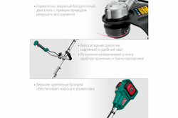 Бесщеточный триммер ЗУБР 36В, 2х18В АКБ 2А*ч ТАБ-365-22