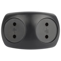 Разветвитель электрический ЭРА SPx-2-B на 2 розетки без заземления 10А черный