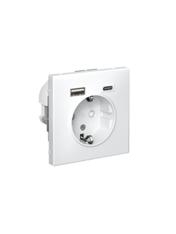 Розетка ArtGallery 16А с 2-мя заряд. устройствами USB A+C 5В/2.4А/3А 2х5В/1.5А механизм бел. SE GAL000132