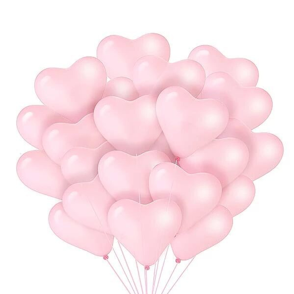 Шары нежно розовые сердца - 20 шариков