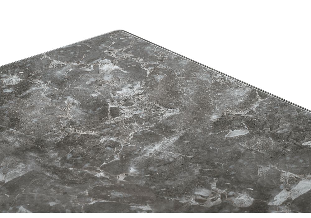 Стеклянный стол Агни 110 королевский мрамор / черный матовый