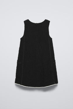 ZARA ПЛАТЬЕ ИЗ РЕЛЬЕФНОЙ ТКАНИ С ДЕКОРАТИВНОЙ СТРОЧКОЙ, АНТРАЦИТОВО-СЕРЫЙ