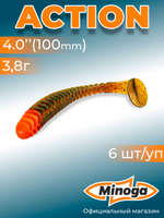 Силиконовая приманка ACTION 4,0"(6шт) 100мм, цвет 034 Red Head