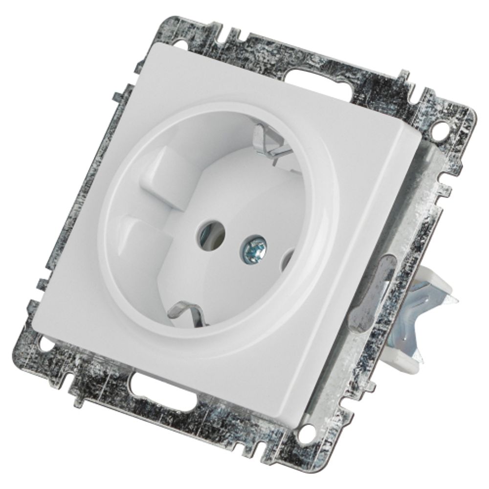 Розетка Intro Accent 6-202-01 2P+E Schuko, 16А-250В, IP20, СУ, AL/CU, белый | Intro