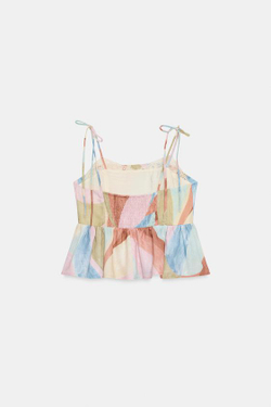 ZARA ТОП С ПРИНТОМ НА БРЕТЕЛЯХ, РАЗНОЦВЕТНЫЙ