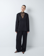 Топ из тонкого кружева черный