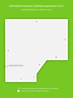 Натяжные потолки 14.4 м2, 11.6 м2, 12.1 м2, 17.7 м2