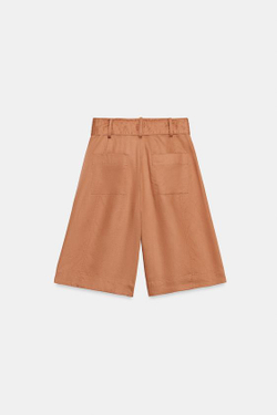 ZARA ДЛИННЫЕ ШОРТЫ С РЕМНЕМ, МЕДНЫЙ