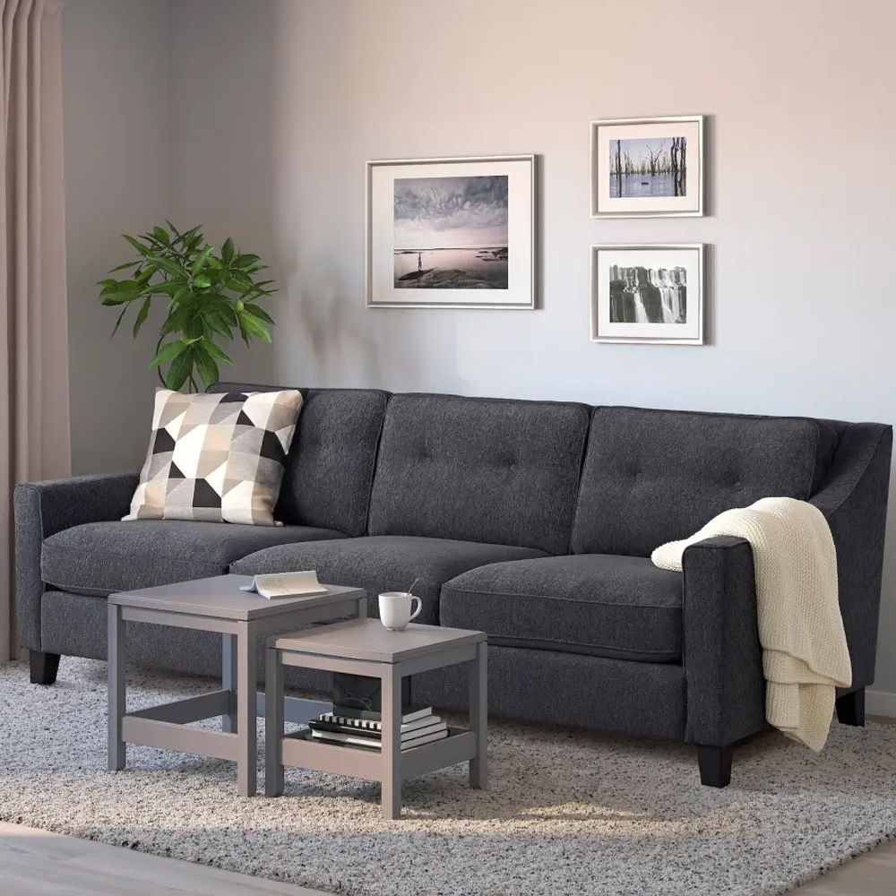 3-местный диван - IKEA FRÖSLÖV/FROSLOV/ФРЕСЛЕВ ИКЕА, 84х92х227 см, черный
