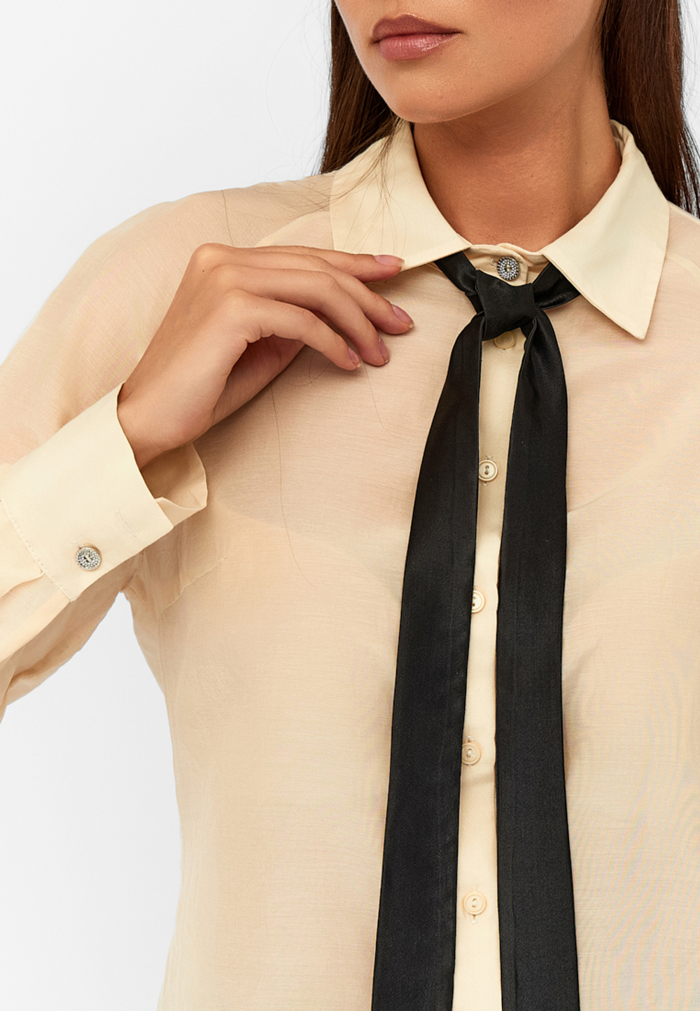 Блуза ORNELLA из итальянского батиста с шелком кремовая