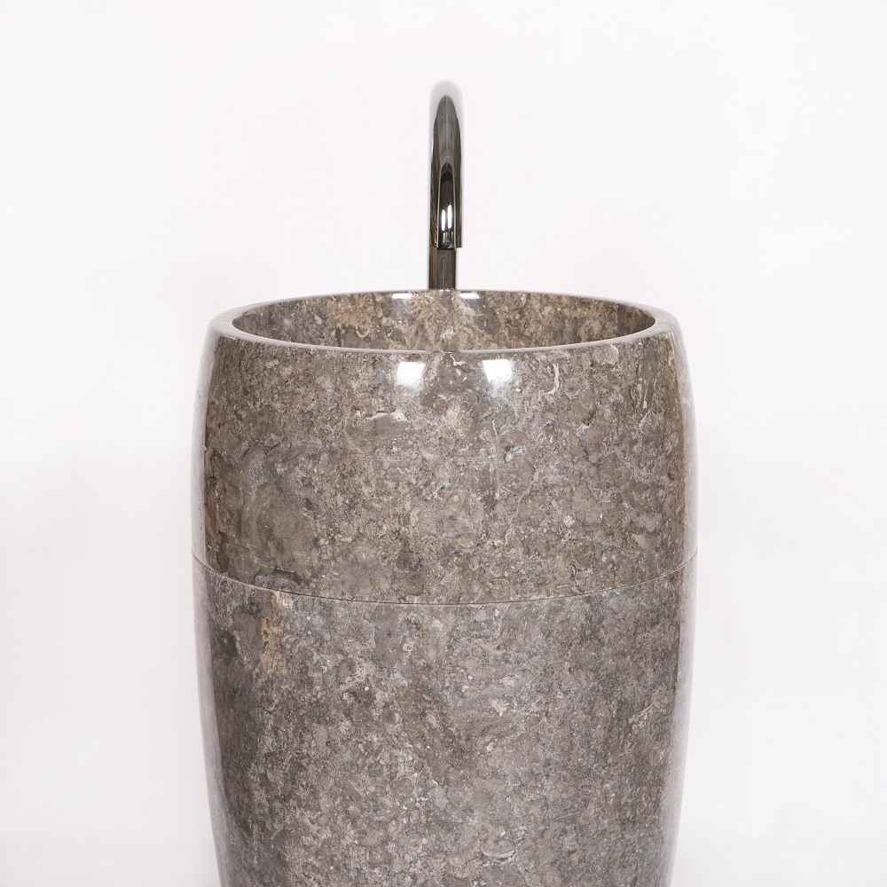 Раковина напольная из мрамора Round Midle Big Grey MN-01708 (45*45*90 см)