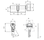 Цилиндровый механизм Apecs SC-100-Z-C-G