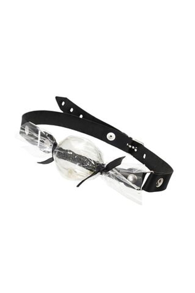 Прозрачный кляп-леденец на кожаных ремешках со вкусом пина колада (Цвет: прозрачный)