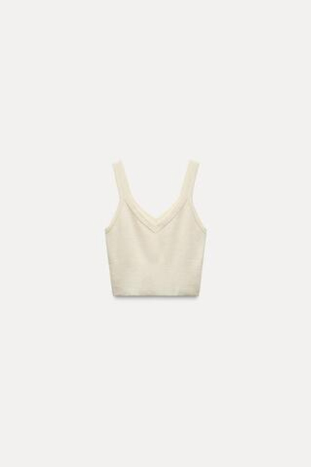 ZARA X AND WANDER ВЯЗАНЫЙ ТОП ИЗ ПОЛУШЕРСТИ, ЭКРЮ