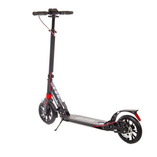 Складной двухколёсный самокат Micar Storm Pro 200 мм с двумя амортизаторами и ручным дисковым тормозом, черный