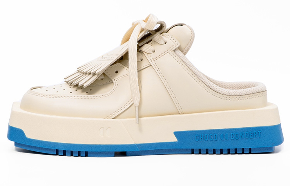 CHOCO CONCERT Cow Leather Stylish Skateboarding Shoes Unisex Beige Yellow