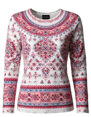 Лонгслив folk женский QOZA, красный , р. xs-l