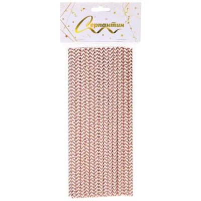 Трубочка для коктейля «Зигзаг» 19,5 см d-6 мм (набор 25 шт), Розовое золото