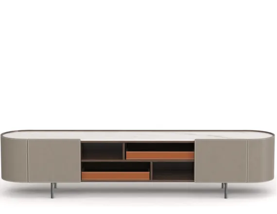 Тумба под ТВ 4608, 200х45 см, экокожа, керамика