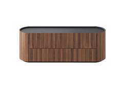 Тумба Lagom под ТВ 2 ящика ширина 140 см (орех, черный)