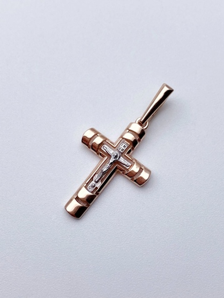 Крест из серебра/Позолота,Родий/С подвижным ухом