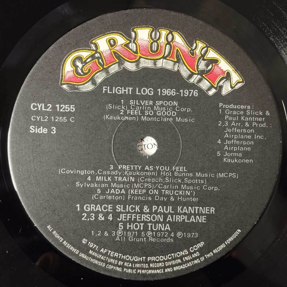 Винтажная виниловая пластинка LP Jefferson Airplane Flight Log (USA 1977) White Rabbit