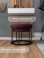 Комплект круглых банкеток - ЧБОРД - бордовое на черном