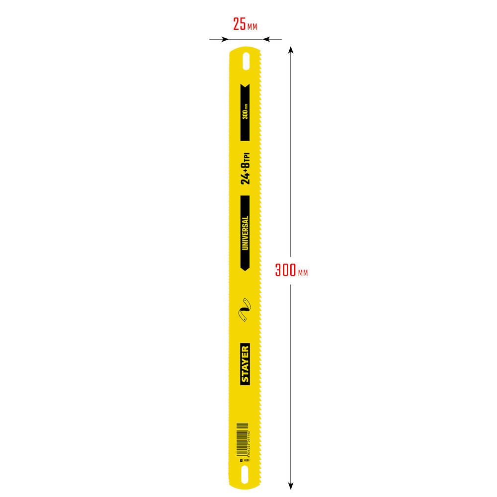 STAYER Universal, 8 + 24 TPI, 25 х 300 мм, 1 шт, коробка 50 шт, универсальное двустороннее широкое полотно по дереву и металлу (1591)