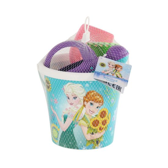 Набор Disney «Холодное сердце» №9: ведро с наклейкой, лопатка №5, грабельки №5, лейка №10