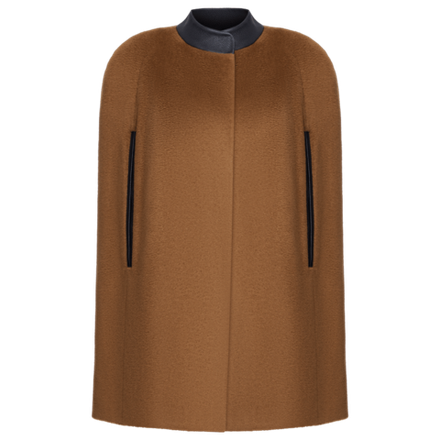 Кейп укороченный из кашемира с кожаными вставками