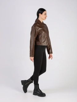 Кожаная куртка демисезонная косуха оверсайз