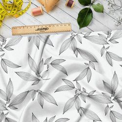 Ткань лен серые выразительные листья