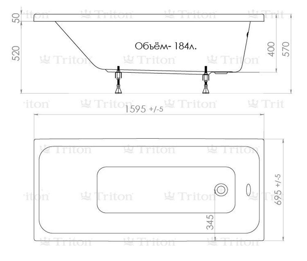 Ванна акриловая Triton Ультра 160 см