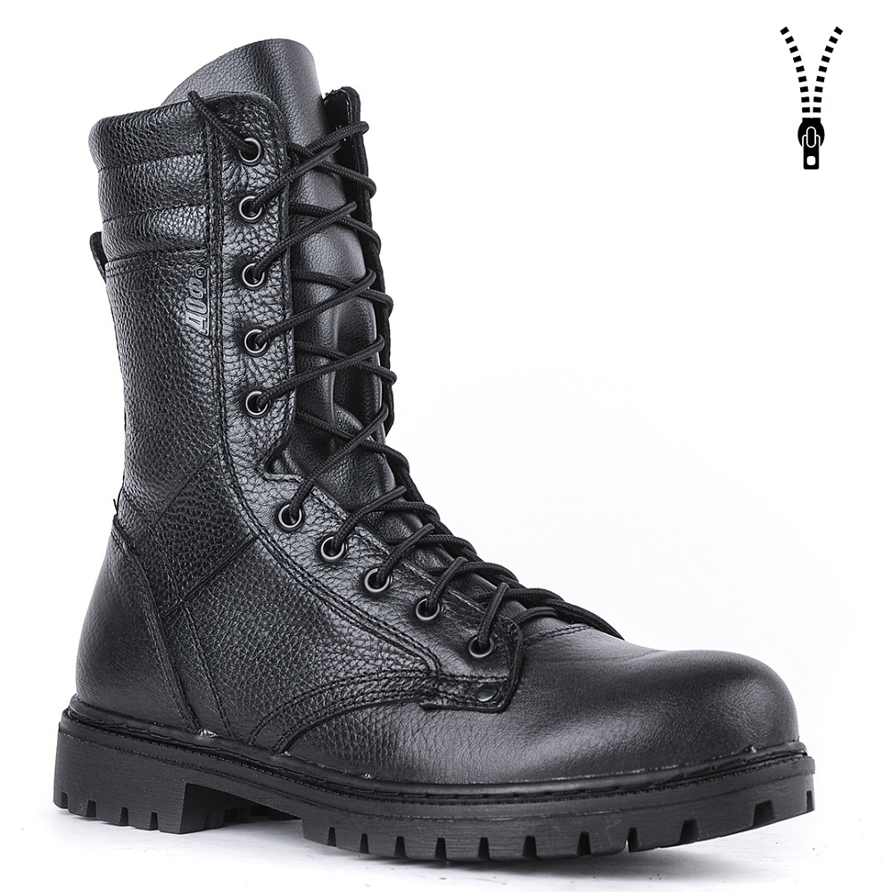 Берцы кожаные на молнии 0053-01 черный