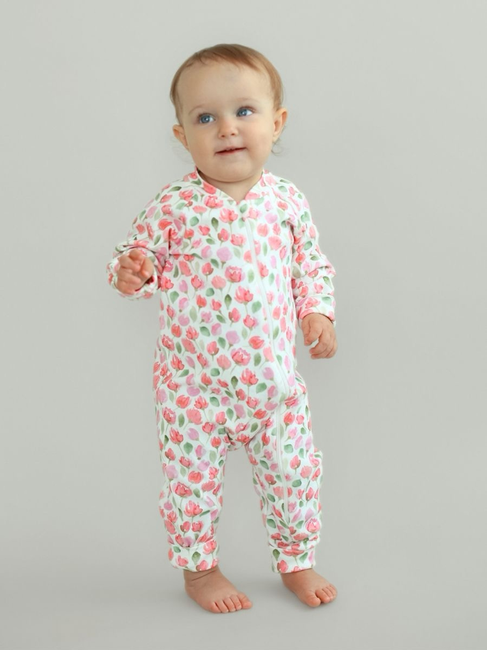 Комбинезон растущий "Тюльпаны", Крем