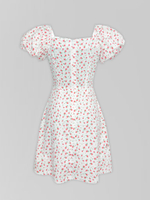 Платье AiZmode 25 короткое в цветочек с рукавом-фонариком
