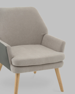 Кресло Харви серый с серой экокожей деревянные ножки