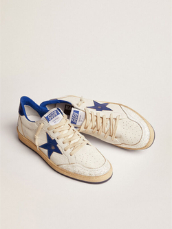 Ball Star in white leather with blue star and heel tab