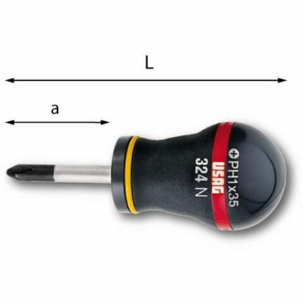 324 NPH 2x35 Отвертка для винтов Phillips ®, длина 91 мм, USAG (Италия)