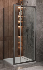 Душевой уголок Cezares MOLVENO-AF-31-90-C-GM-IV, 90х90х195, профиль оружейная сталь, прозрачное стекло