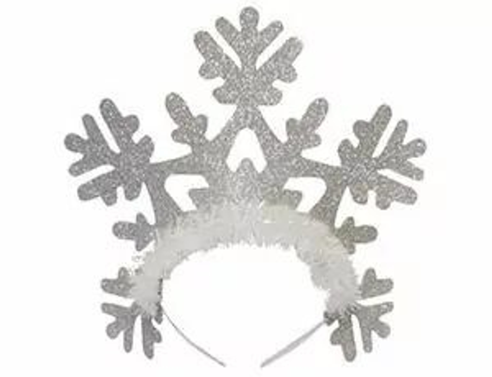 Ободок Снежинка резная серебро блеск