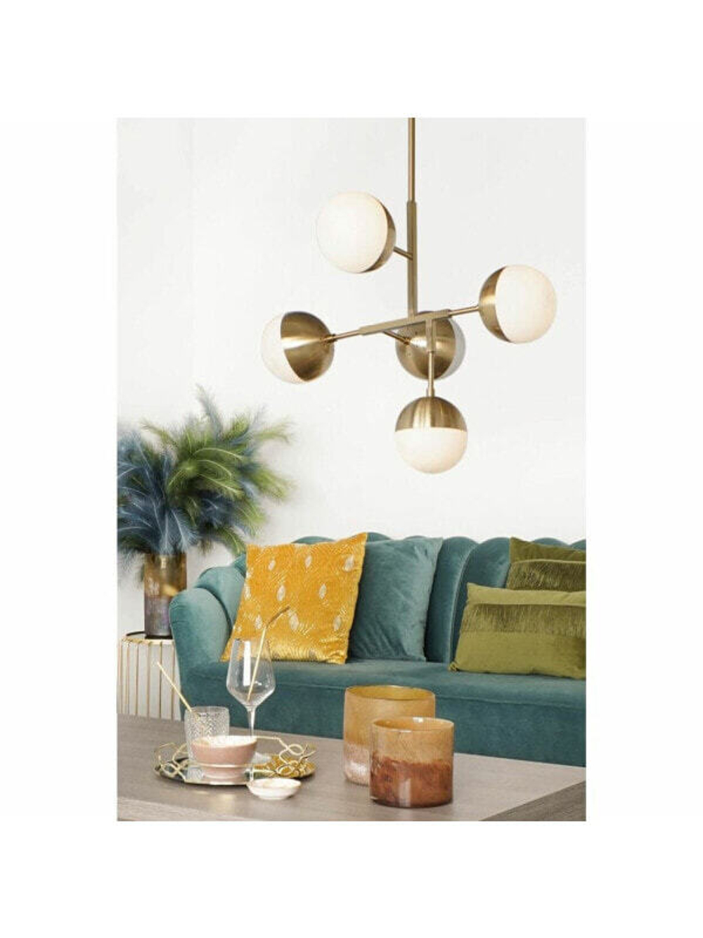 Потолочный светильник DKD Home Decor Металл Стеклянный Позолоченный (74 x 52 x 168 cm)