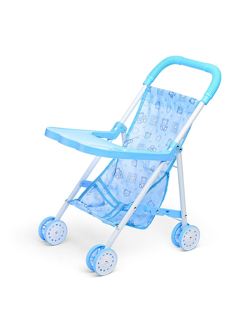 Коляска кукольная, складная, голубая, с принтом (CS6819BL)