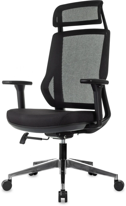 Кресло руководителя Бюрократ MC-412N-H черный сетка/ткань с подголов. крестов. металл хром