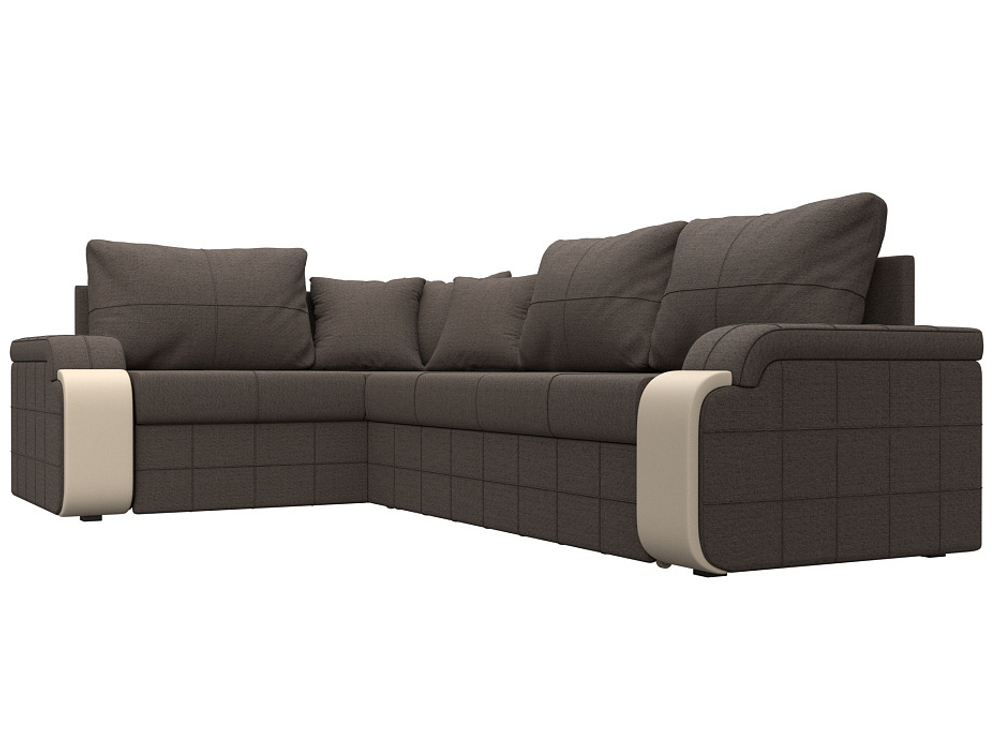 Диван угловой Николь левый угол, Амур 05 коричневый, Рогожка, 126001L