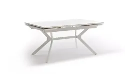 "Меркурий" стол интерьерный раздвижной обеденный из керамики, цвет белый глянцевый