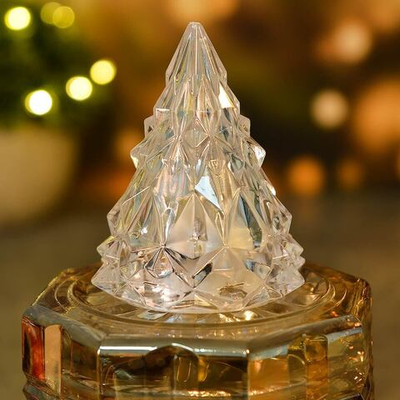 Сувенир новогодний с подсветкой "Кристальная елочка" 5*6см, белый
